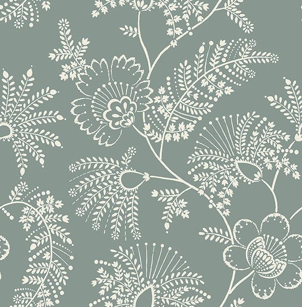 Purchase 4120-26824 A-Street Wallpaper, Maeve Sea Green Jacobean Trail - Middleton