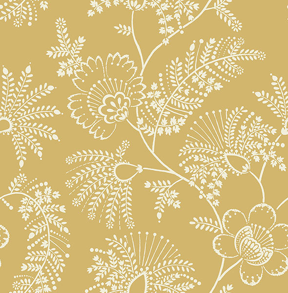 Purchase 4120-26826 A-Street Wallpaper, Maeve Mustard Jacobean Trail - Middleton
