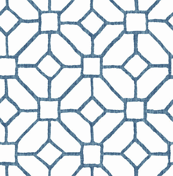Purchase 4120-26828 A-Street Wallpaper, Addis Blue Trellis - Middleton