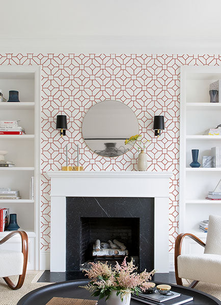 Purchase 4120-26830 A-Street Wallpaper, Addis Coral Trellis - Middleton12