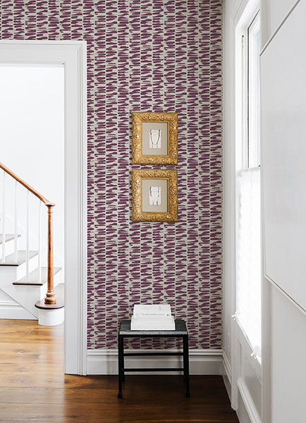 Purchase 4120-26846 A-Street Wallpaper, Myrtle Purple Abstract Stripe - Middleton12