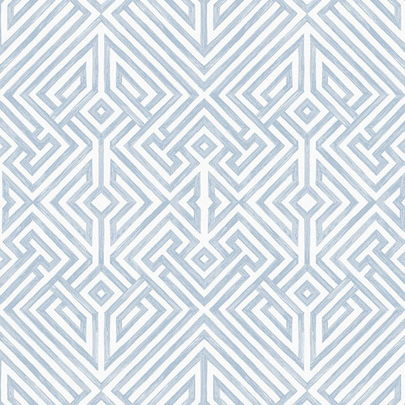 Purchase 4120-26847 A-Street Wallpaper, Lyon Blue Geometric Key - Middleton