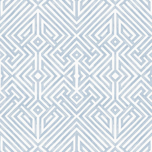 Purchase 4120-26847 A-Street Wallpaper, Lyon Blue Geometric Key - Middleton