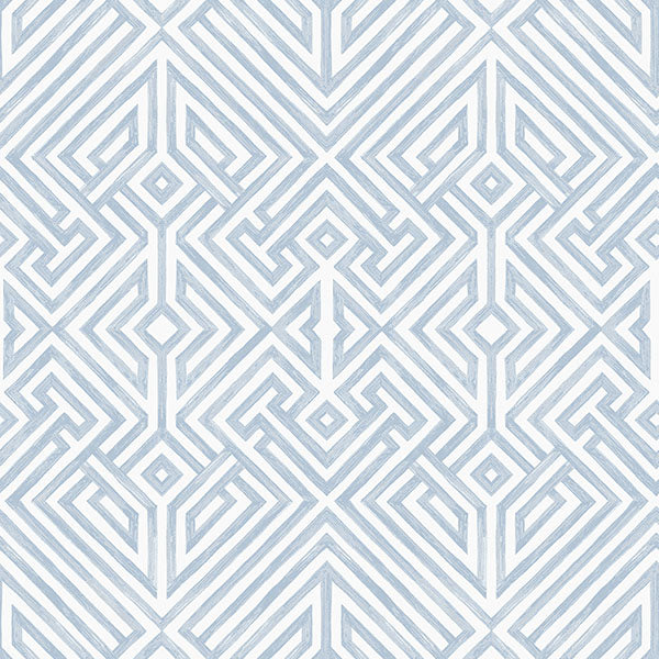 Purchase 4120-26847 A-Street Wallpaper, Lyon Blue Geometric Key - Middleton