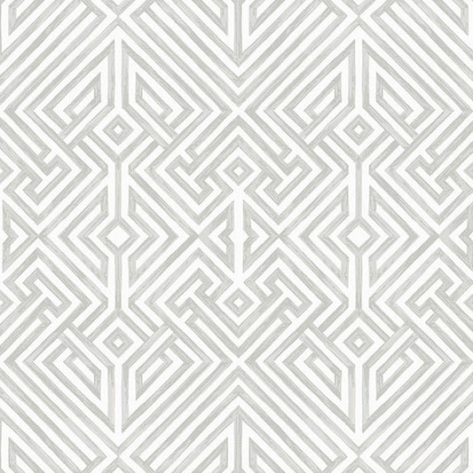 Purchase 4120-26849 A-Street Wallpaper, Lyon Silver Geometric Key - Middleton