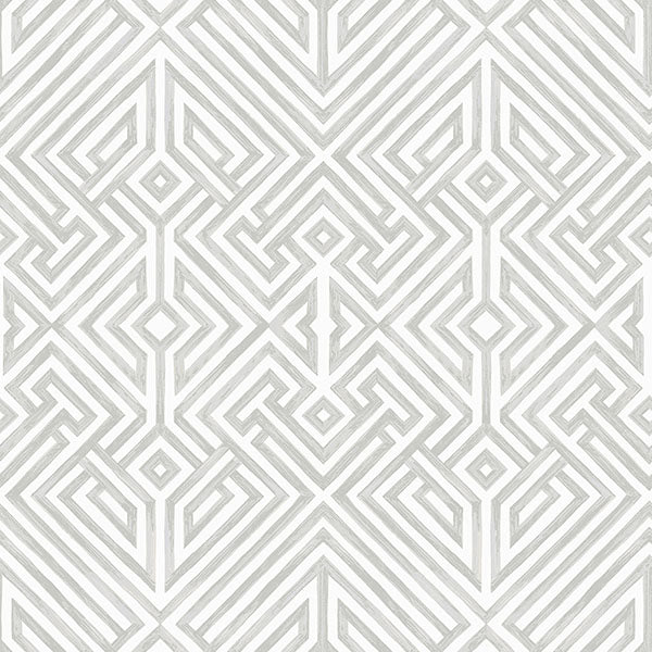 Purchase 4120-26849 A-Street Wallpaper, Lyon Silver Geometric Key - Middleton