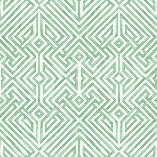Purchase 4120-26850 A-Street Wallpaper, Lyon Green Geometric Key - Middleton