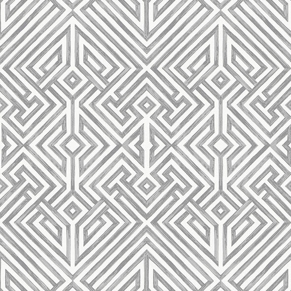 Purchase 4120-26854 A-Street Wallpaper, Lyon Grey Geometric Key - Middleton