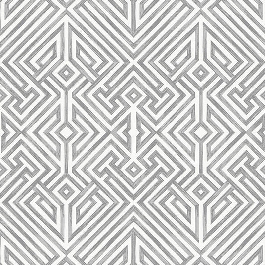 Purchase 4120-26854 A-Street Wallpaper, Lyon Grey Geometric Key - Middleton