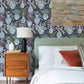 Purchase 4120-72004 A-Street Wallpaper, Harper Charcoal Floral Vase - Middleton1