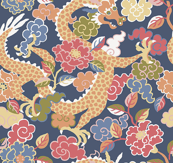 Purchase 4120-72007 A-Street Wallpaper, Yanci Orange Dragon - Middleton