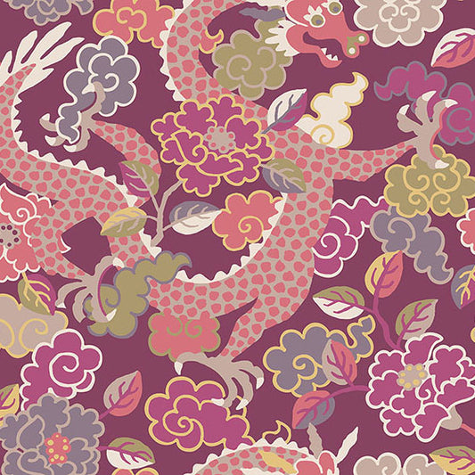 Purchase 4120-72009 A-Street Wallpaper, Yanci Plum Dragon - Middleton