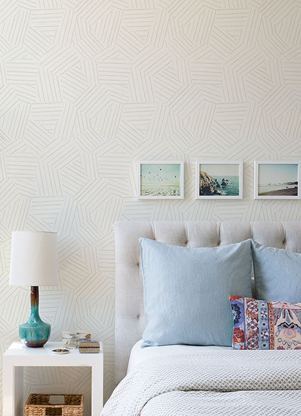 Purchase 4121-26905 A-Street Wallpaper, Helene Pearl Geometric Lines Wallpaper - Mylos1