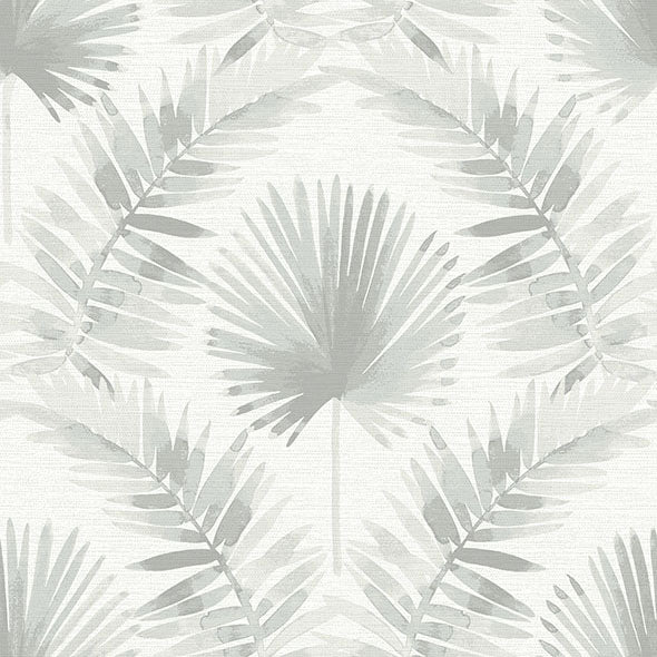 Purchase 4121-26915 A-Street Wallpaper, Calla Grey Painted Palm Wallpaper - Mylos