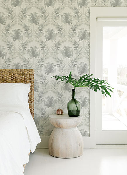 Purchase 4121-26915 A-Street Wallpaper, Calla Grey Painted Palm Wallpaper - Mylos1