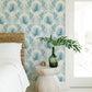 Purchase 4121-26916 A-Street Wallpaper, Calla Blue Painted Palm Wallpaper - Mylos1