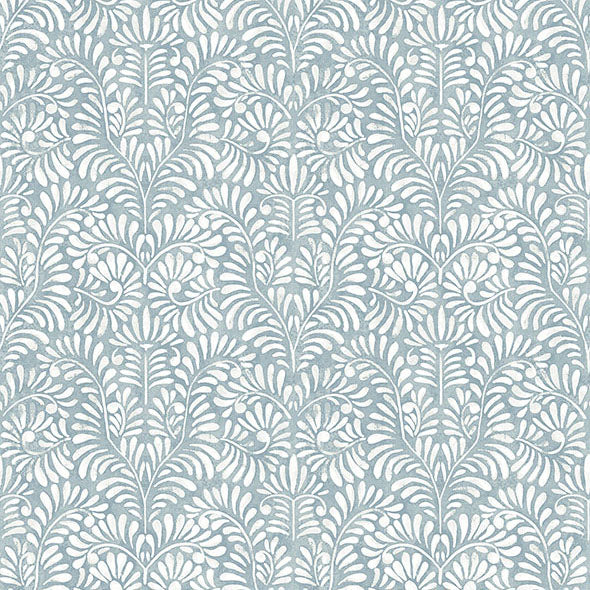 Purchase 4121-26918 A-Street Wallpaper, Elma Sky Blue Fiddlehead Wallpaper - Mylos