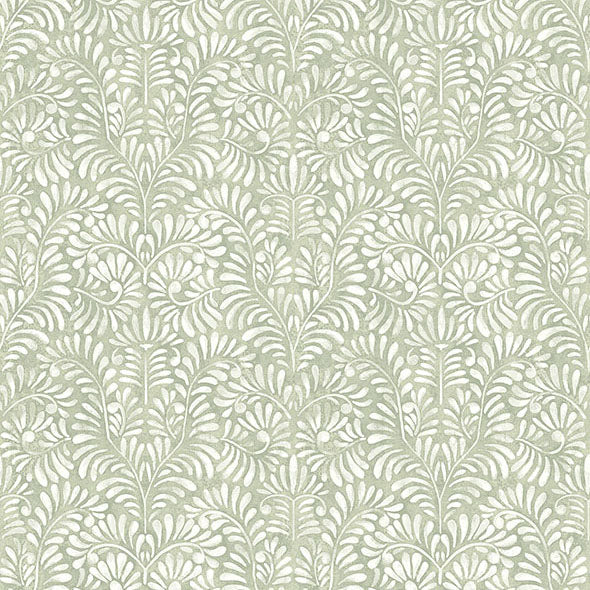 Purchase 4121-26922 A-Street Wallpaper, Elma Sage Fiddlehead Wallpaper - Mylos