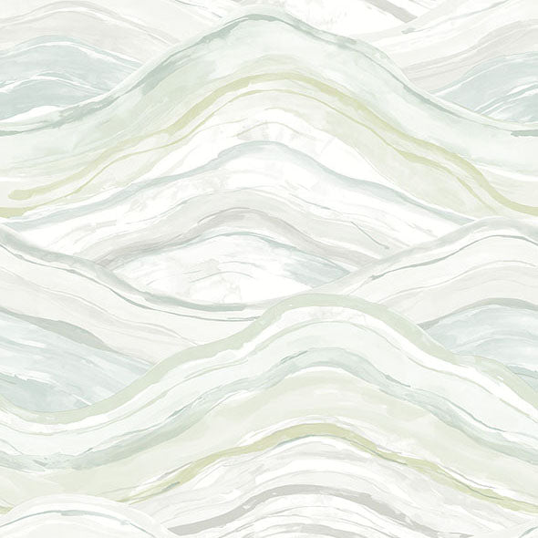Purchase 4121-26924 A-Street Wallpaper, Dorea Sea Green Striated Waves Wallpaper - Mylos