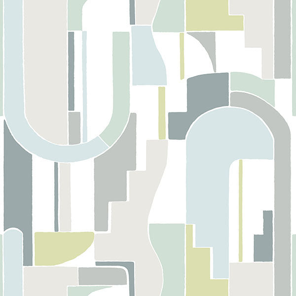 Purchase 4121-72200 A-Street Wallpaper, Odele Sky Blue Geometric Archways Wallpaper - Mylos