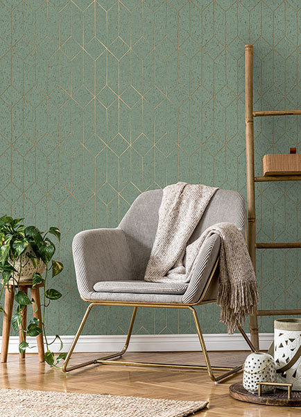 Purchase 4125-26704 Advantage Wallpaper, Hayden Mint Concrete Trellis - Fusion1