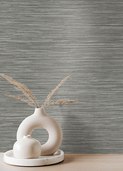 Purchase 4125-26718 Advantage Wallpaper, Alton Grey Faux Grasscloth - Fusion1