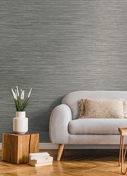 Purchase 4125-26718 Advantage Wallpaper, Alton Grey Faux Grasscloth - Fusion12