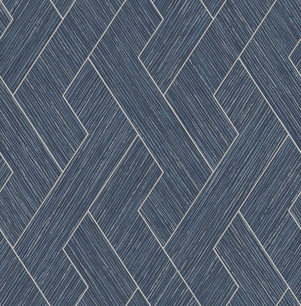 Purchase 4125-26727 Advantage Wallpaper, Ember Indigo Geometric Basketweave - Fusion