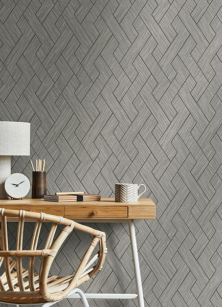 Purchase 4125-26729 Advantage Wallpaper, Ember Grey Geometric Basketweave - Fusion1