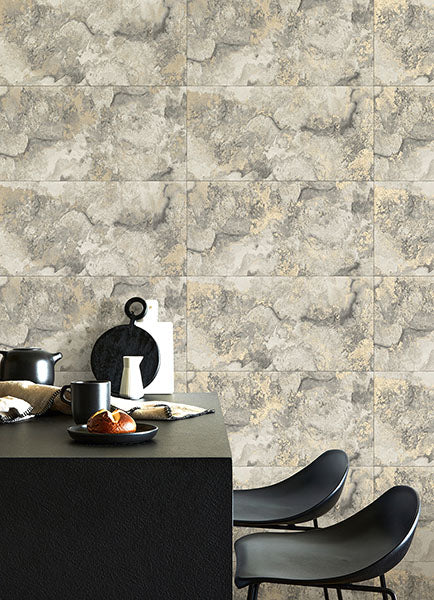 Purchase 4125-26731 Advantage Wallpaper, Aria Light Grey Marbled Tile - Fusion12