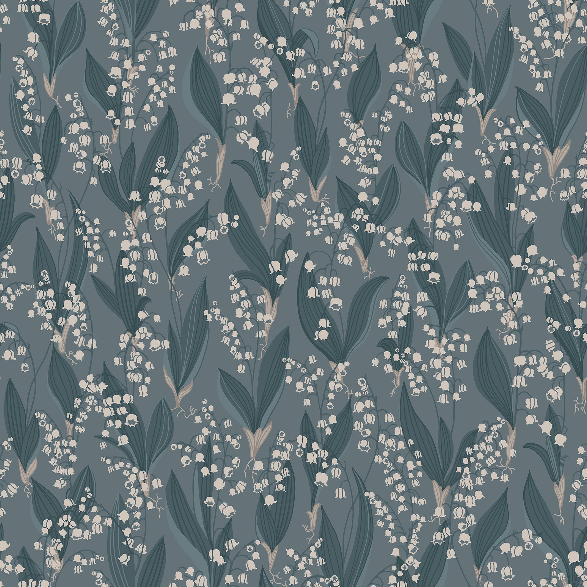 479-56 Liljekonvalj indigo blue, Kolonin by Sandberg Wallpaper