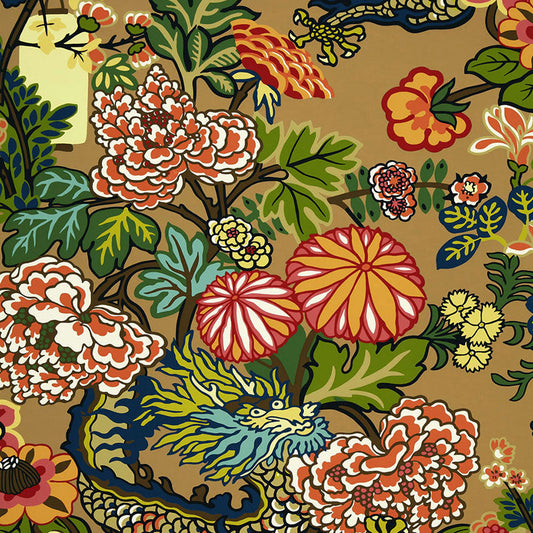 Find 5001064 Chiang Mai Dragon Mocha by Schumacher Wallpaper