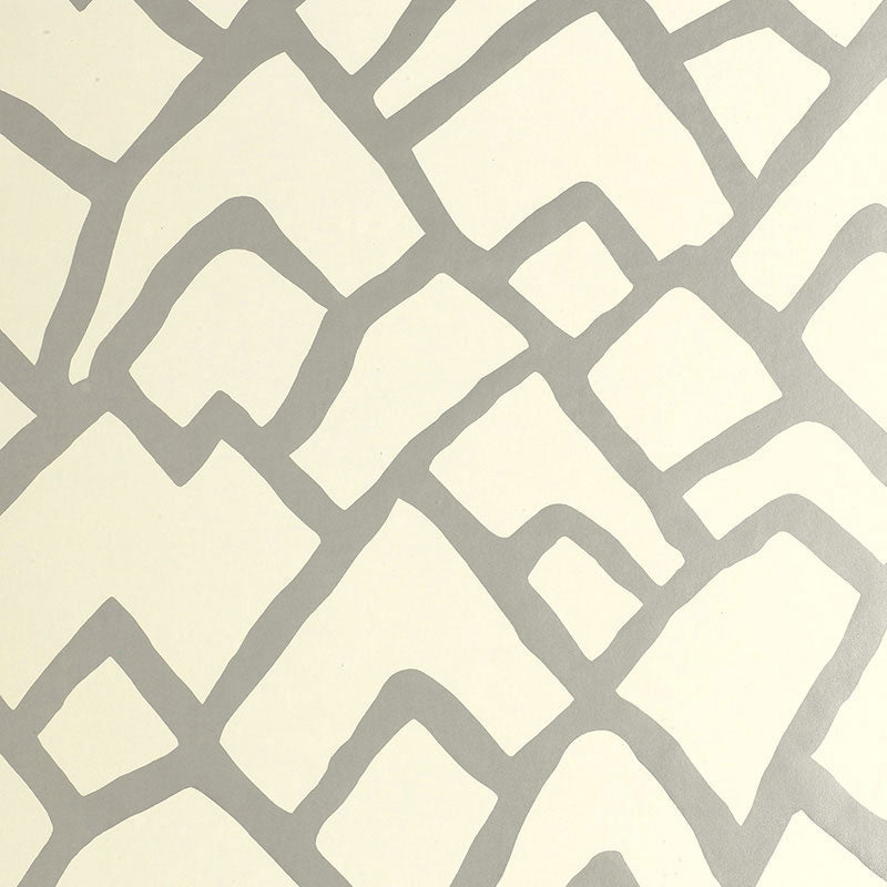 View 5003300 Zimba Silver by Schumacher Wallpaper