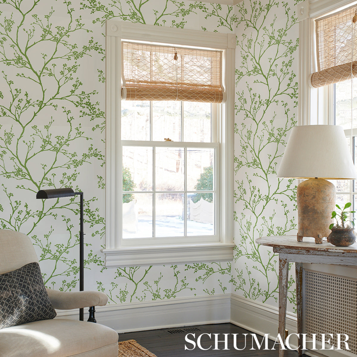 Schumacher Aveline Wallpaper in Seaglass – The Well Appointed House