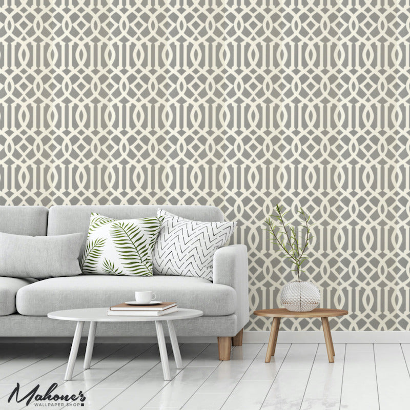 5003362 | Imperial Trellis, Silver - Schumacher Wallpaper