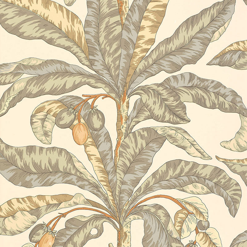 View 5004060 Blair House Palm Vanilla and Aqua by Schumacher Wallpaper