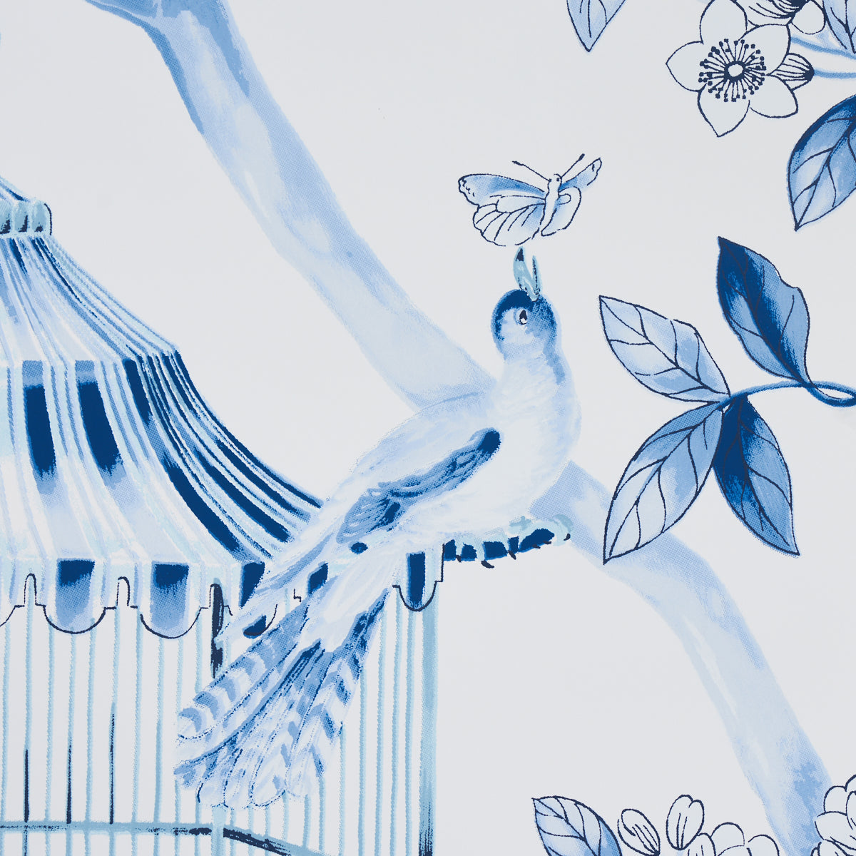 Buy 5004081 Oiseaux Et Fleurs Porcelain by Schumacher Wallpaper