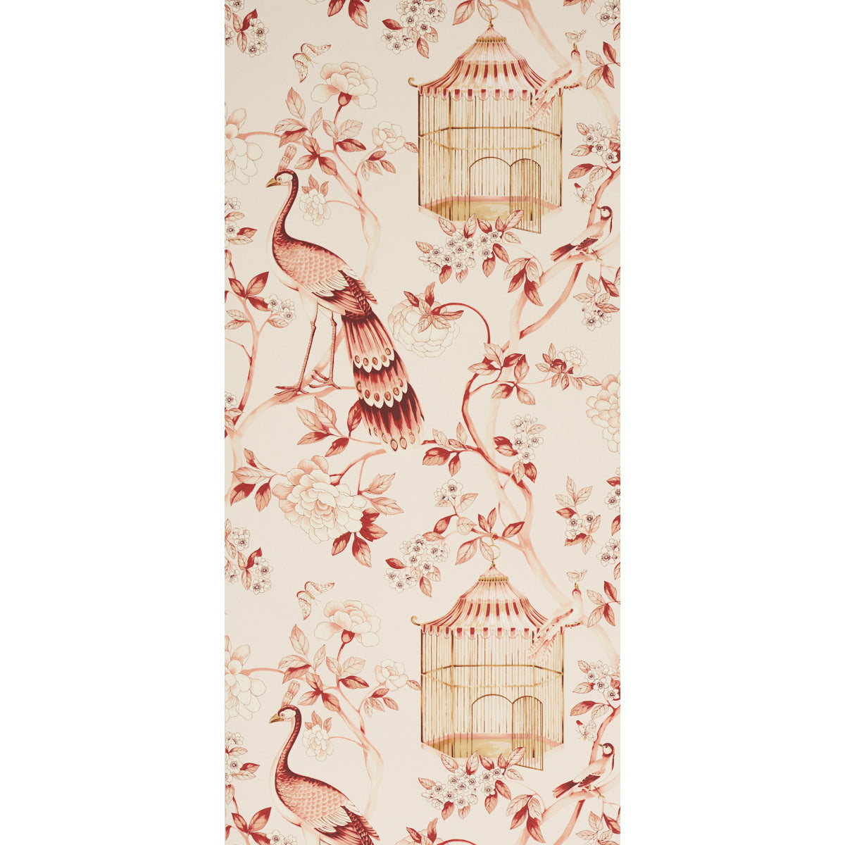 Find 5004082 Oiseaux Et Fleurs Cinnabar by Schumacher Wallpaper
