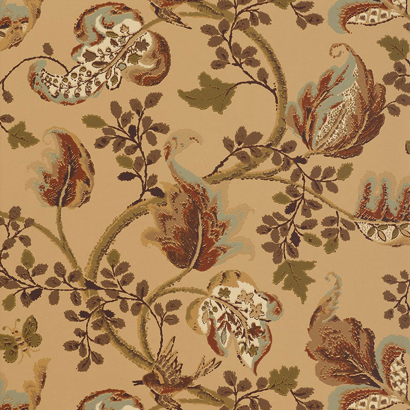 View 5004103 Fox Hollow Honey And Smoke by Schumacher Wallpaper