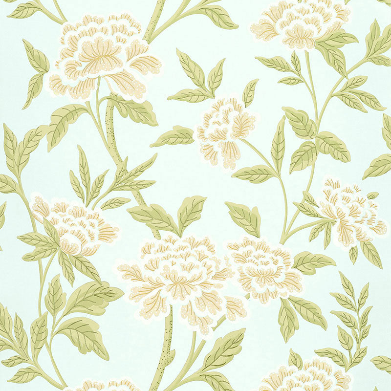 Find 5004382 Whitney Floral Aqua by Schumacher Wallpaper