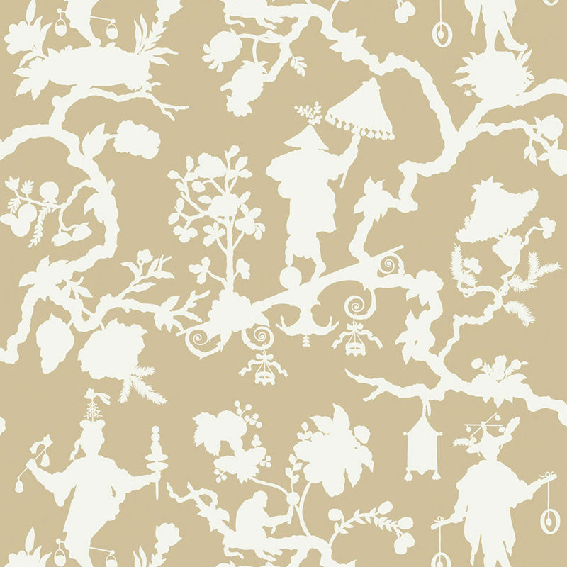 Purchase 5005150 Shantung Silhouette Print Sand by Schumacher Wallpaper