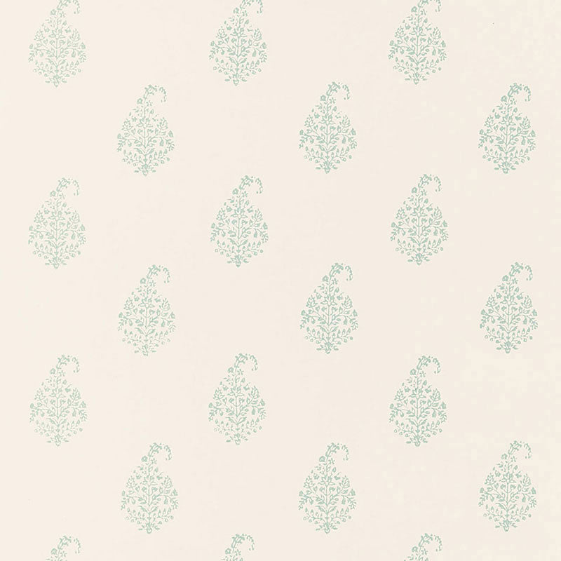 View 5005282 Kerala Paisley Water Blue by Schumacher Wallpaper