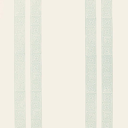 Acquire 5005362 Greek Key Stripe Water Blue by Schumacher Wallpaper