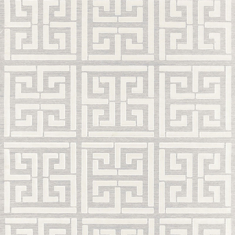 Purchase 5005690 Greek Key Sisal Silver by Schumacher Wallpaper