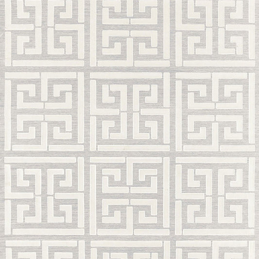 Purchase 5005690 Greek Key Sisal Silver by Schumacher Wallpaper