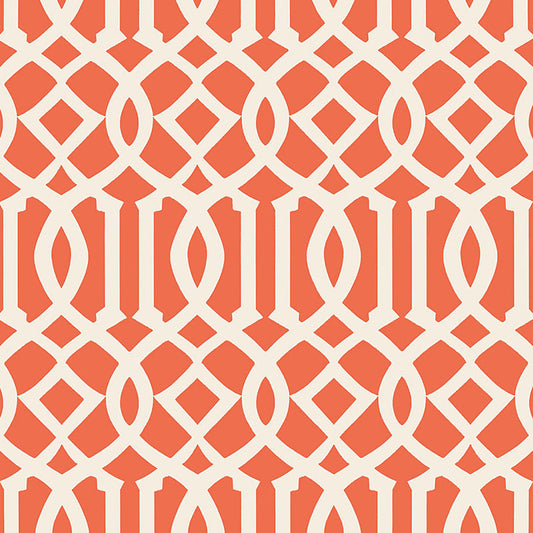 Find 5005800 Imperial Trellis Ii Ivory   Mandarin by Schumacher Wallpaper