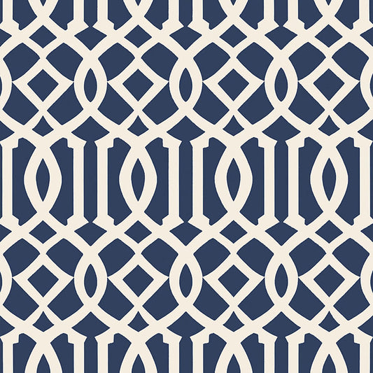 Order 5005801 Imperial Trellis Ii Ivory   Navy by Schumacher Wallpaper
