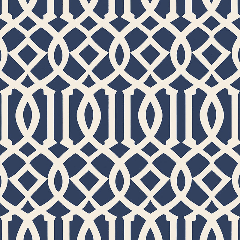 Order 5005801 Imperial Trellis Ii Ivory   Navy by Schumacher Wallpaper