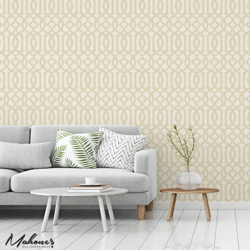 Search 5005802 Imperial Trellis Ii Sand   Ivory by Schumacher Wallpaper