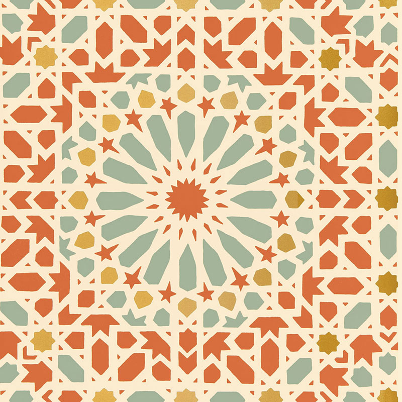 Search 5005962 Nasrid Palace Mosaic Persimmon by Schumacher Wallpaper